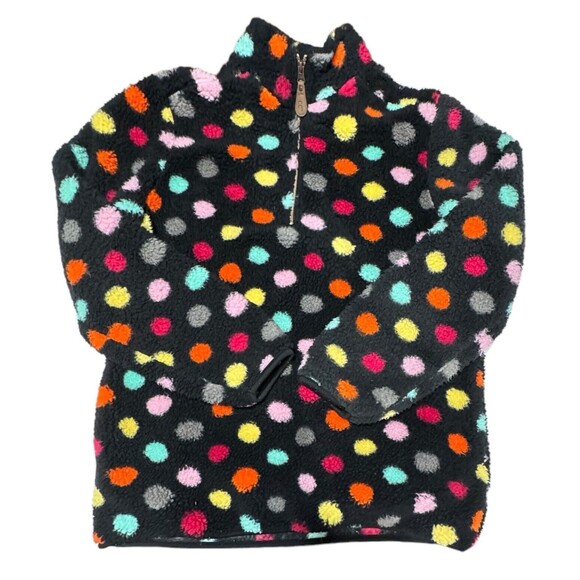 Girlie Girl CC Sherpa Pullover Jacket 1/4 Zip Up Black Polka Dot Size‎ Small - Picture 4 of 11